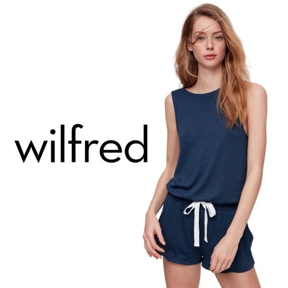 Wilfred Free Izabel Romper Tie-Waist Jersey-Knit Romper - Summer Night - Size S - Picture 1 of 14